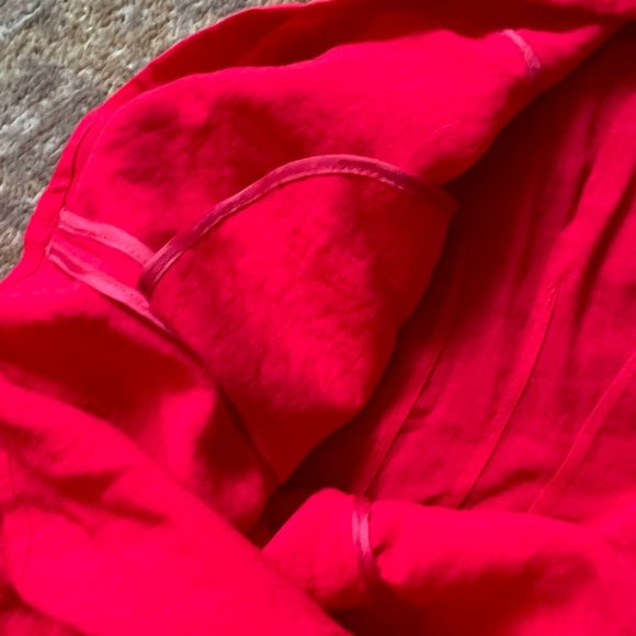 Fridaze Red Linen Button Front Pocketed Tunic Blouse L - Picture 12 of 13